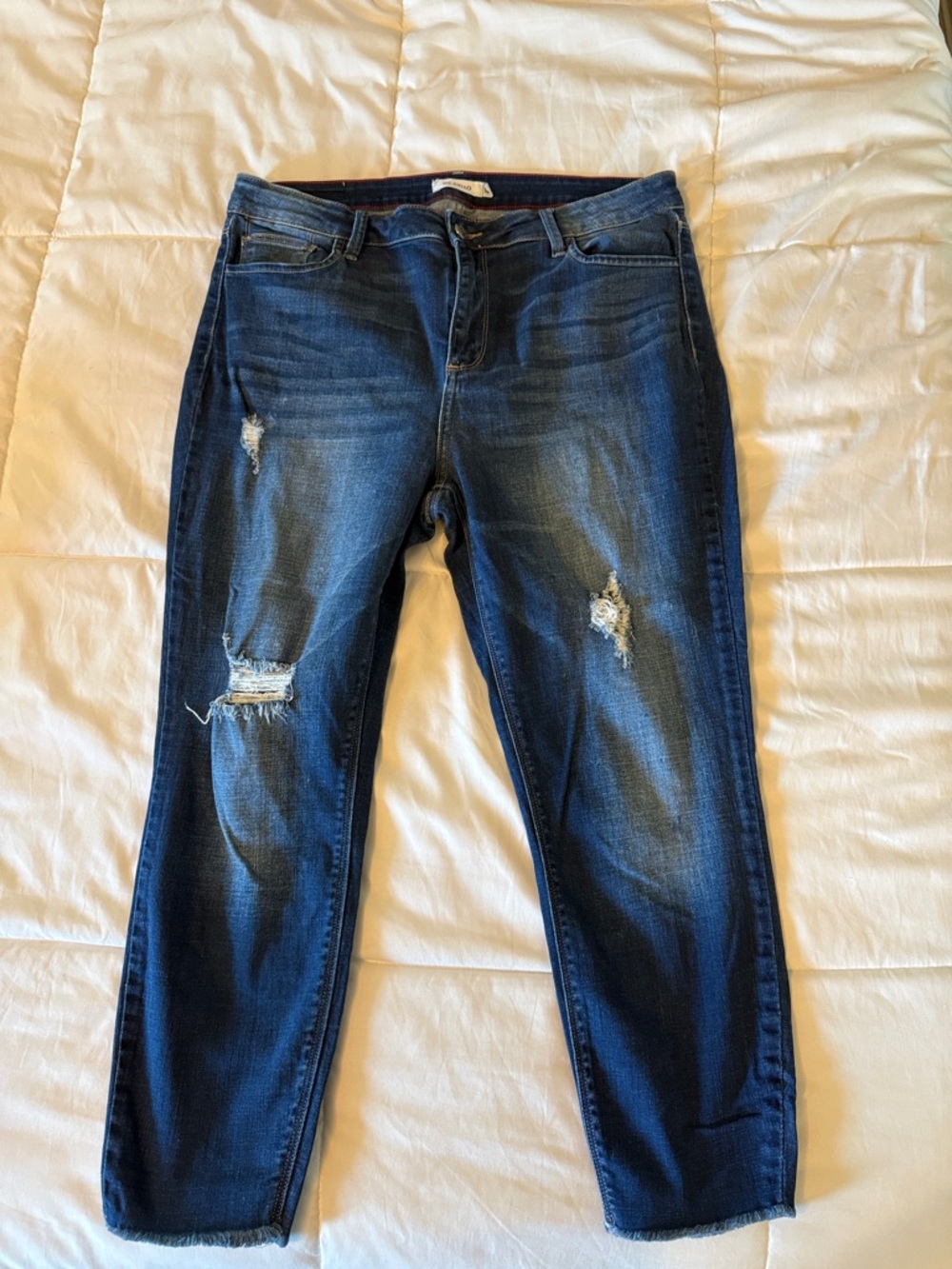 Cello Women’s Dark Blue Distressed Skinny Jeans